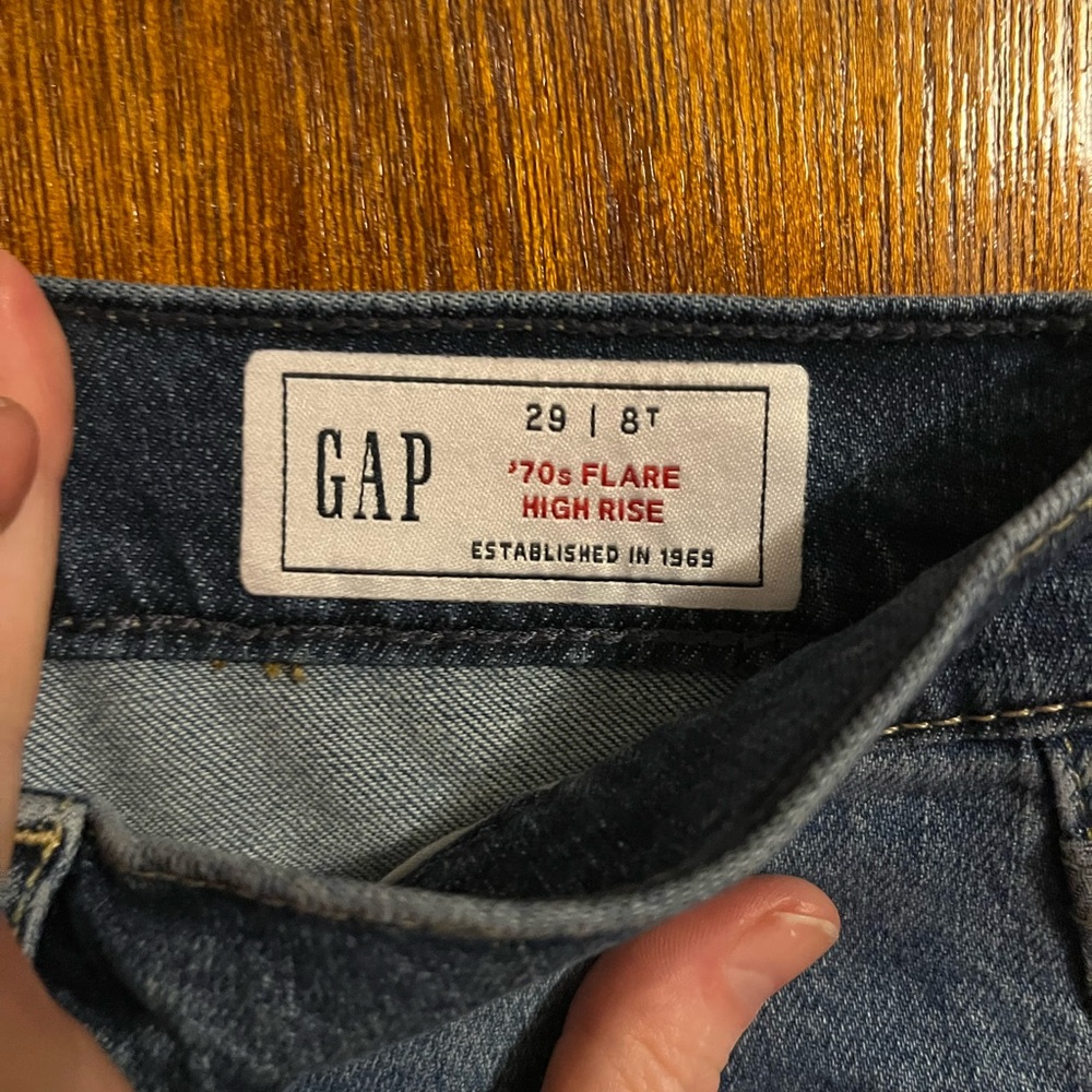 Gap Blue Patchwork Flare Jeans - image 2